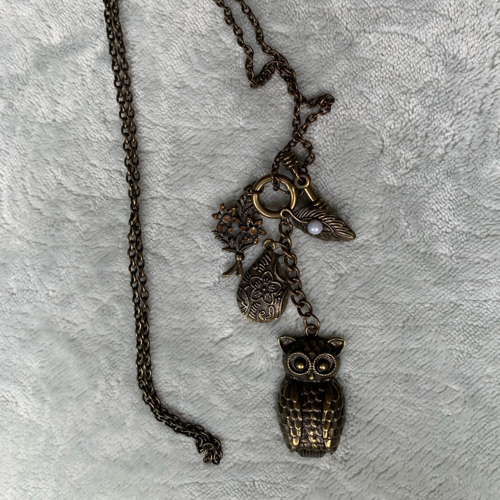 Bronze owl necklace